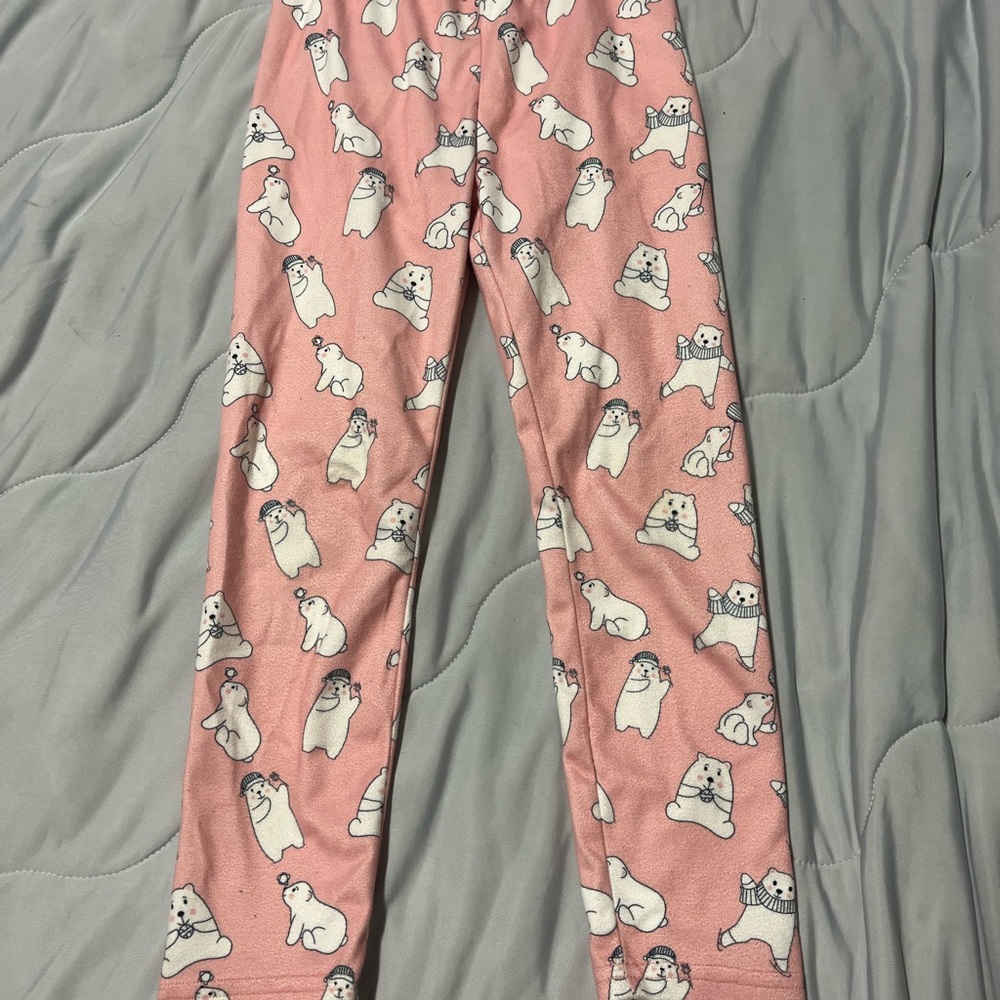 Pink Pajama Pants with Polar Bear Print